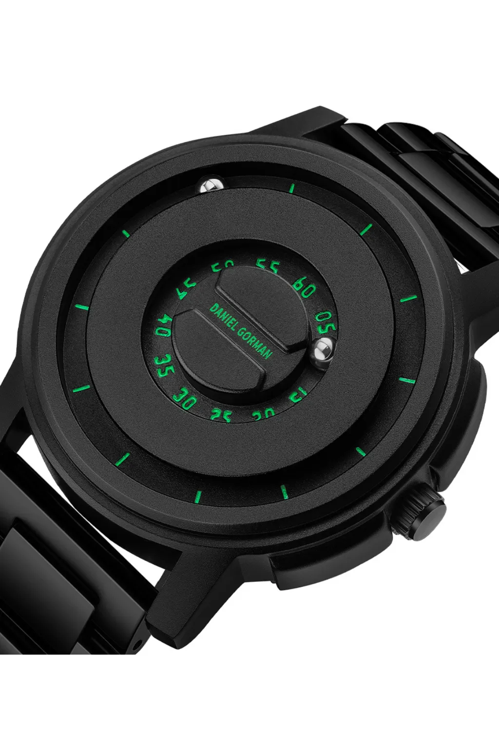 Daniel Gorman Magnetic Round Green Dial Watch with Black Metal Chain Strap for Men & Boys – 118NNM16 - Image 2
