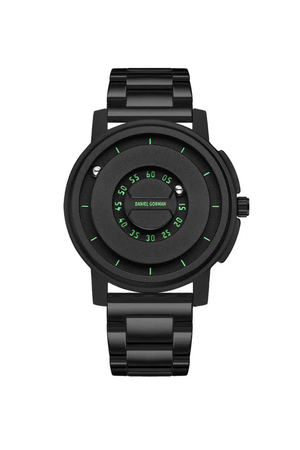 Daniel Gorman Magnetic Round Green Dial Watch with Black Metal Chain Strap for Men & Boys – 118NNM16